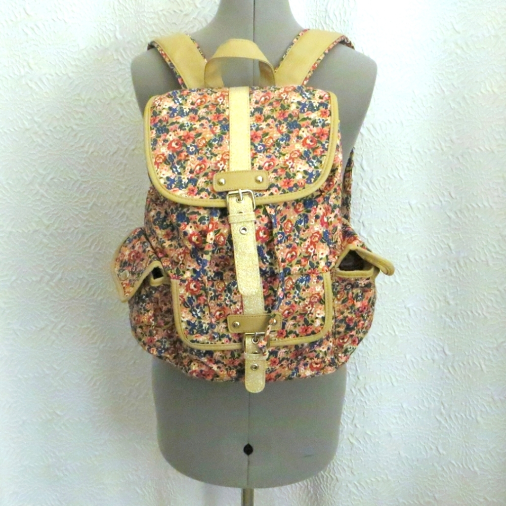 Candies Floral Glitter Faux Leather Vegan Backpack New